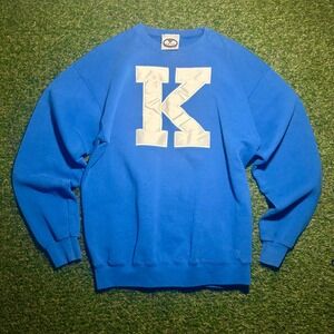 Vintage Royal Blue Power K Kentucky Letter Sweatshirt Made in USA Mens M